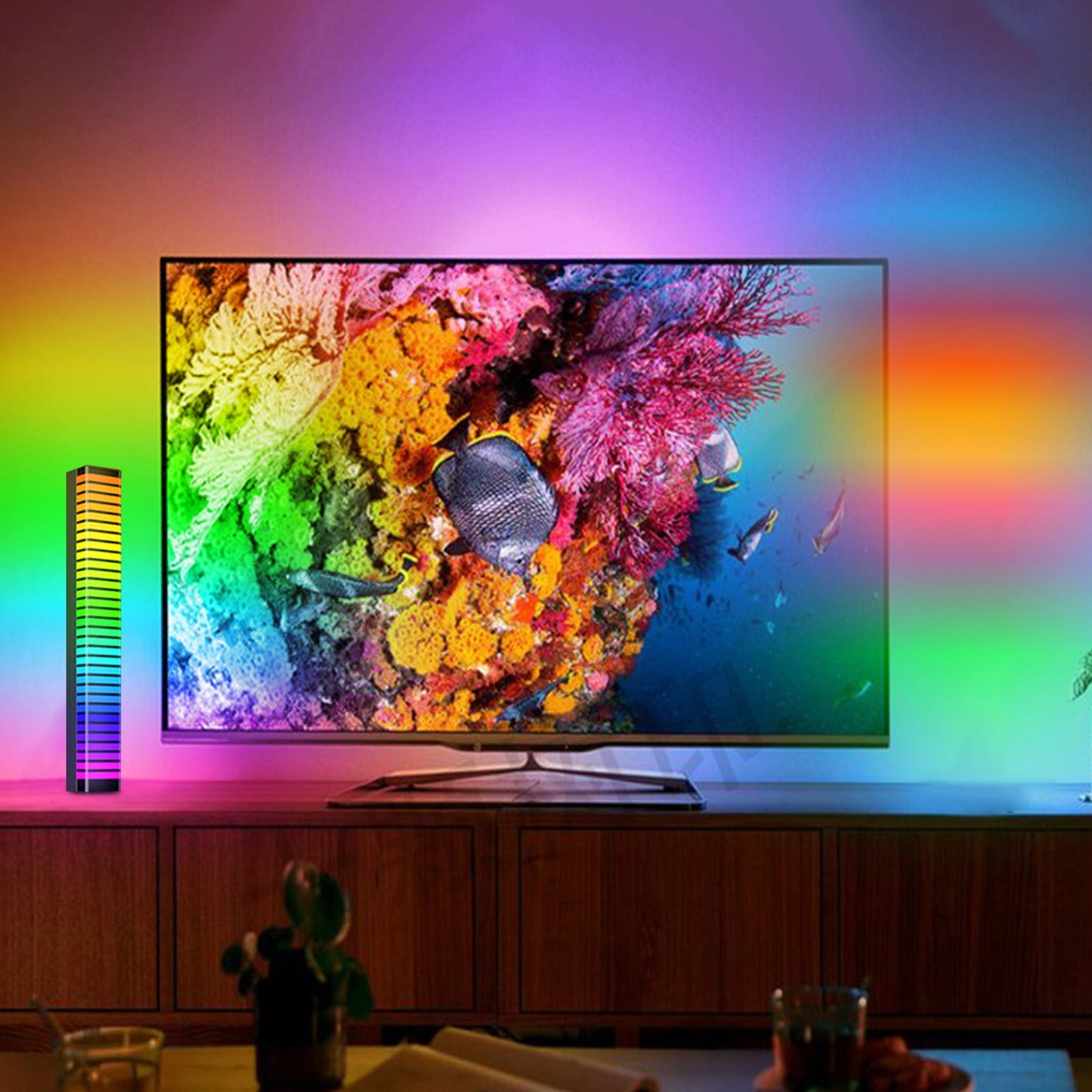 RGBIC Voice Control Magic Color Music Pickup Lamp for TV Stand