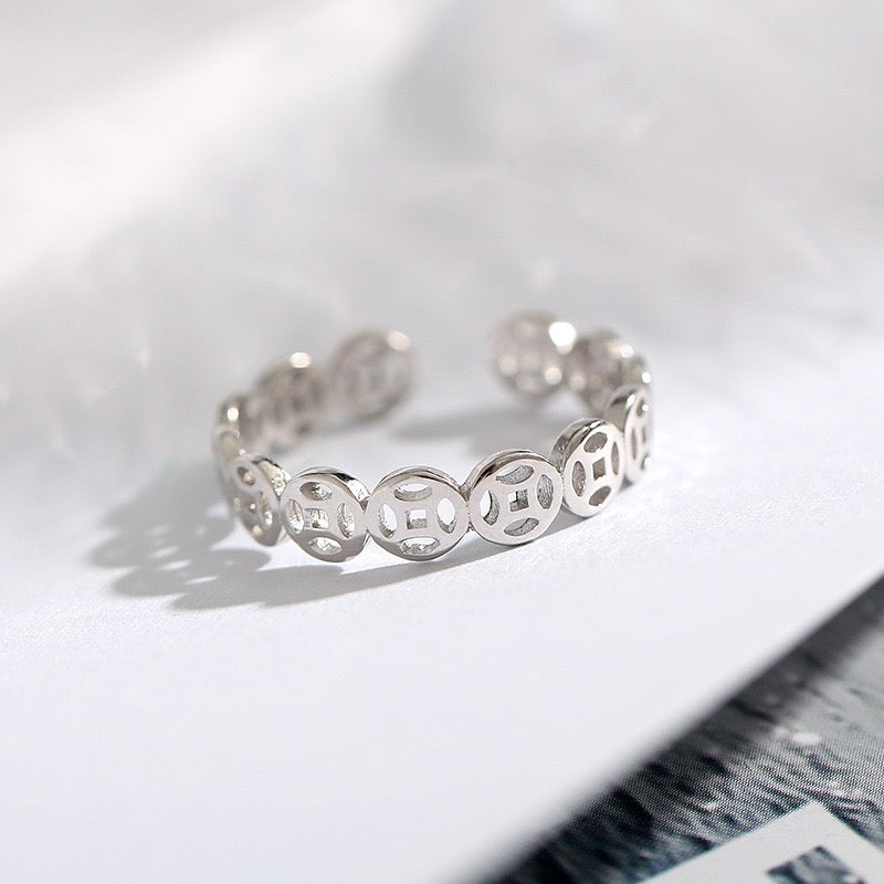 Adjustable Vintage Ancient Coin Open Ring