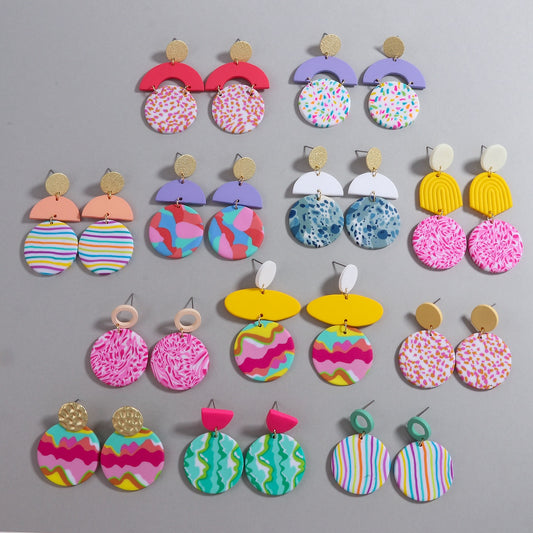 Unique Colourful Abstract Pattern Polymer Clay Earrings