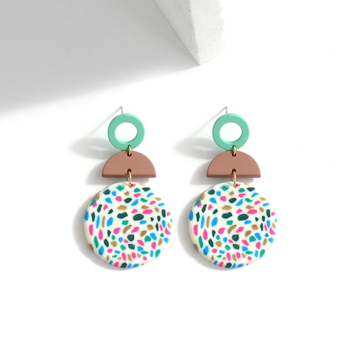 Unique Colourful Abstract Pattern Polymer Clay Earrings