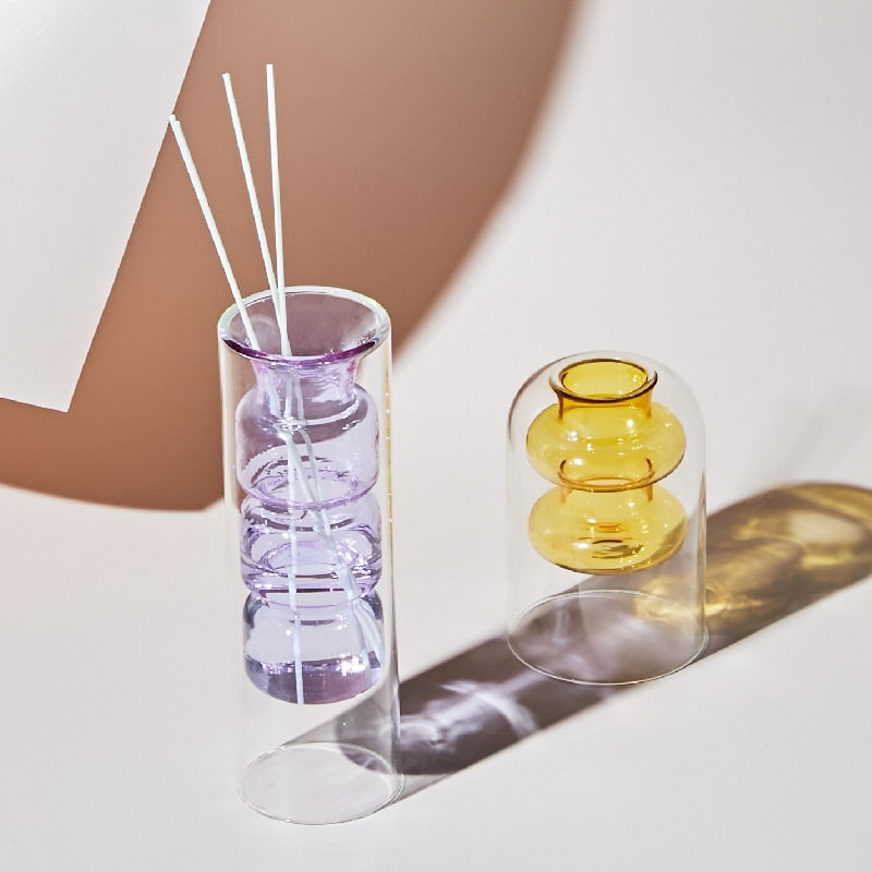 Nordic creative colored glass vase ornaments creative hydroponic