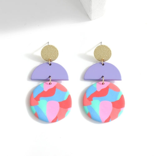 Unique Colourful Abstract Pattern Polymer Clay Earrings