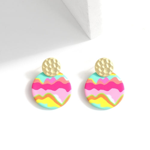 Unique Colourful Abstract Pattern Polymer Clay Earrings