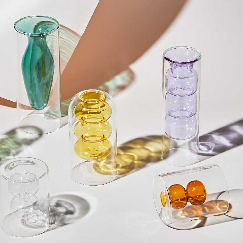 Nordic creative colored glass vase ornaments creative hydroponic